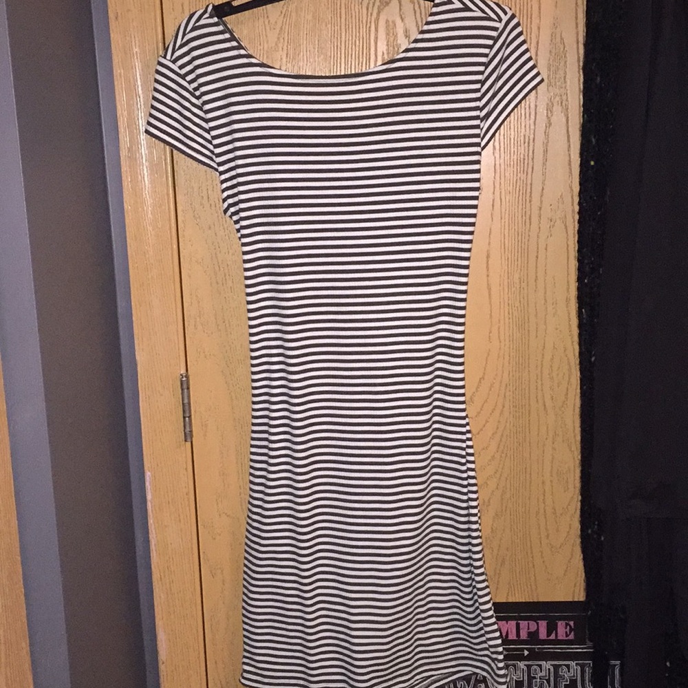 Body con dress. Army green and white striped